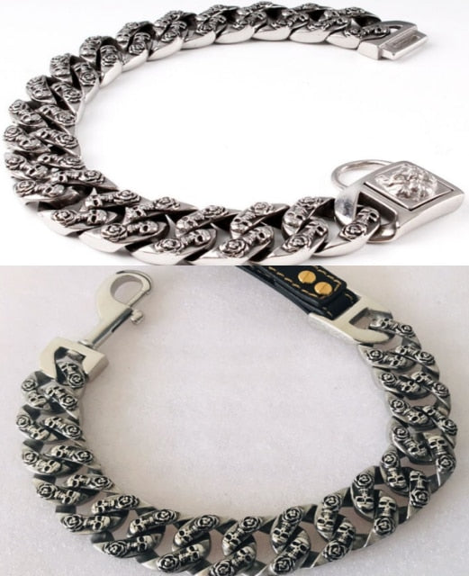 Stainless Steel Gold Dog Collar For Pitbull & Bulldog