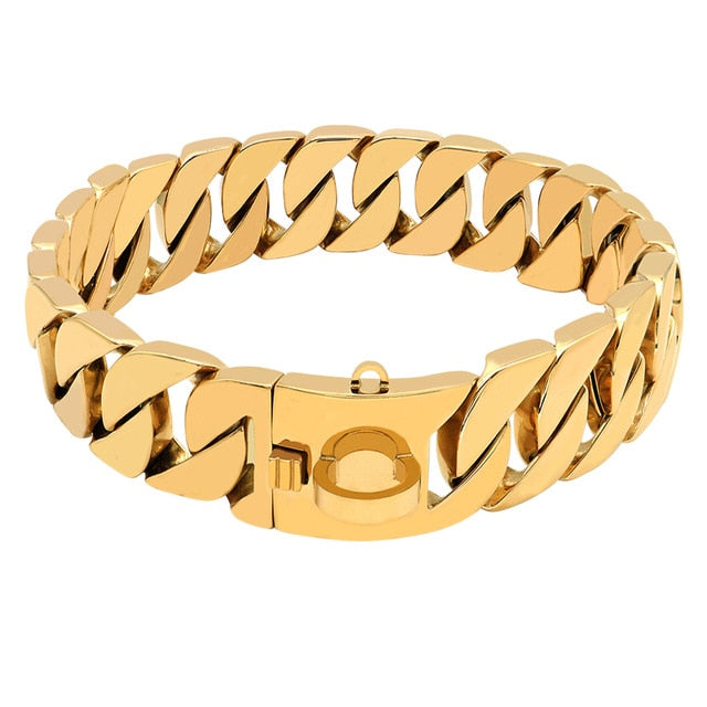 Strong Metal Gold Chain Collars For Large Dogs