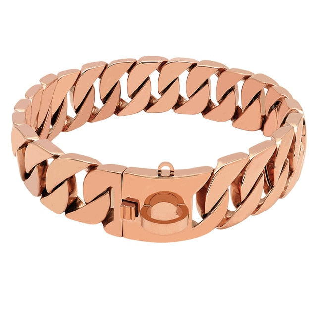 Strong Metal Gold Chain Collars For Large Dogs