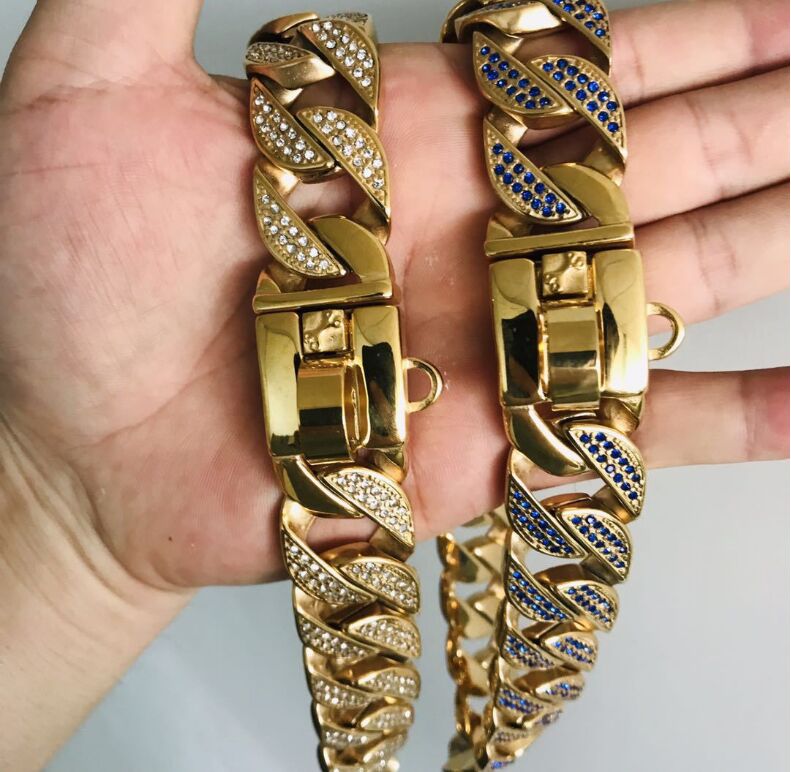 Diamond Gold Stainless Steel Dog Collar Chain For Big Dog
