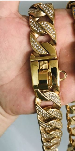 Diamond Gold Stainless Steel Dog Collar Chain For Big Dog