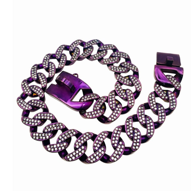 Large Dog Gold Rhinstone Collar Chain for Big Dog