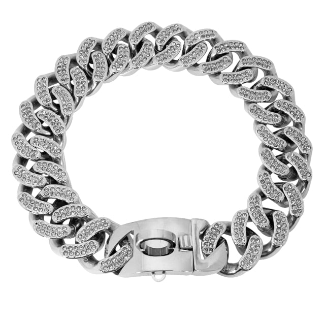 Luxury Gold Rhinestone Dog Collar Chain Bling Diamond