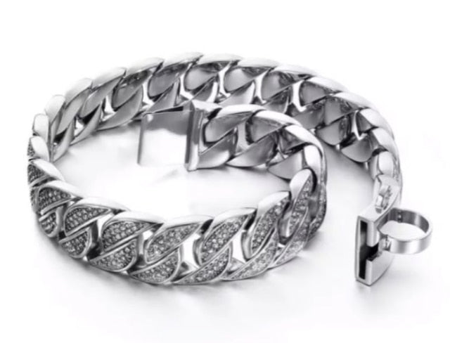 Diamond Gold Stainless Steel Dog Collar Chain For Big Dog