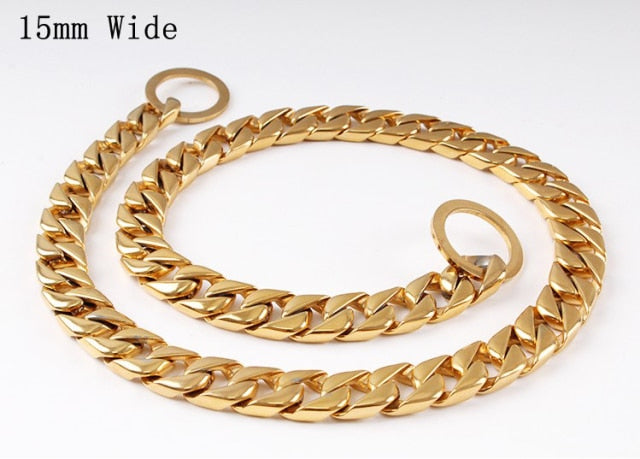 Smooth Stainless Steel Gold Metal Collar For Dog
