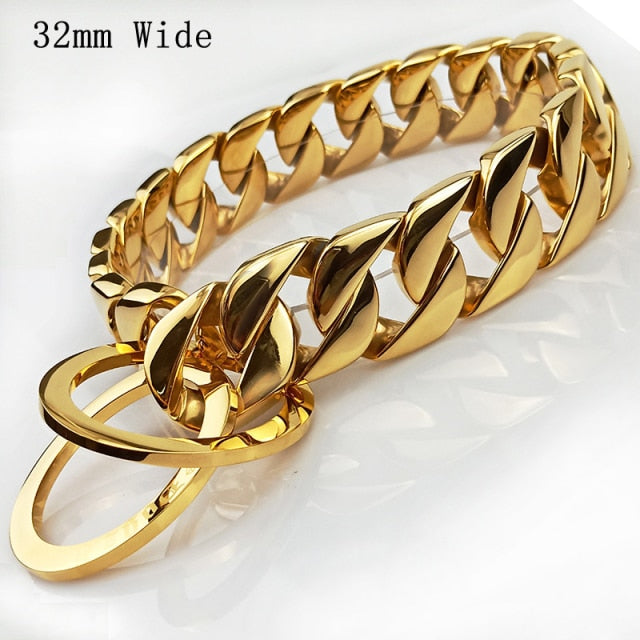 Smooth Stainless Steel Gold Metal Collar For Dog