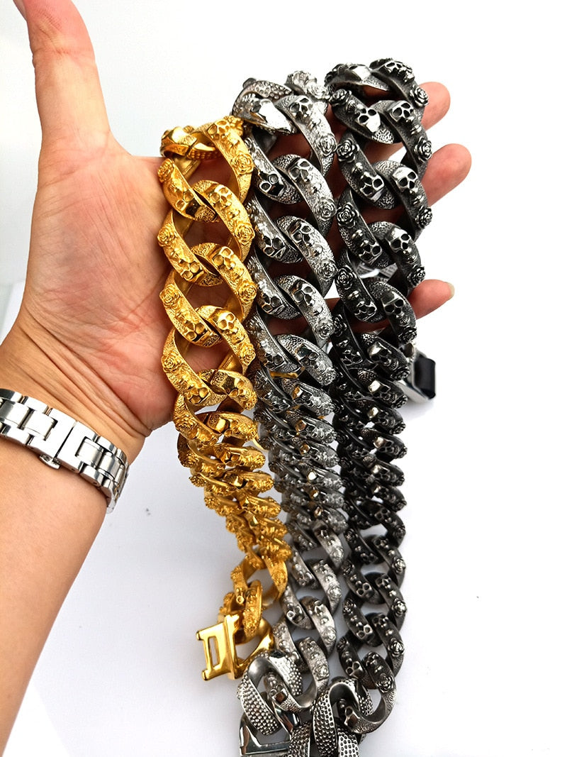 Stainless Steel Gold Chain Dog Collar for Large Dog