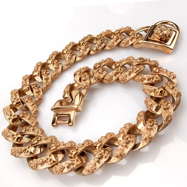 Stainless Steel Gold Chain Dog Collar for Large Dog