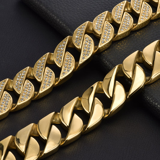 Luxury Diamond Gold Cuban Chain Bully Collar For Dog