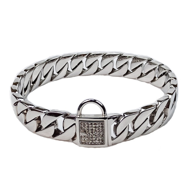 Luxury Diamond Gold Cuban Chain Bully Collar For Dog
