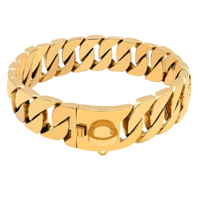 Luxury Diamond Gold Cuban Chain Bully Collar For Dog