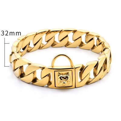 Cuban Gold Chain Collar Stainless for Big Dog